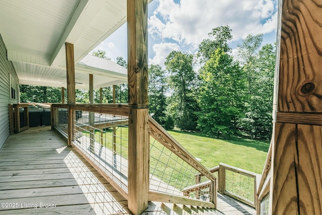 164 Greenshores Circle Ln, Mcdaniels, KY 40152 - wooden terrace featuring a yard and view of scattered trees