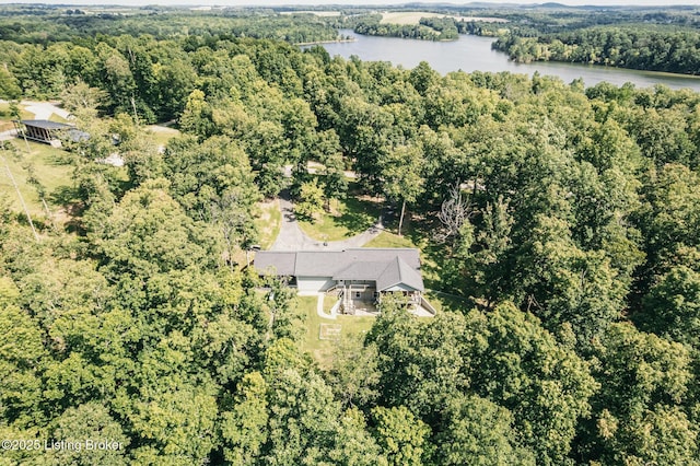 164 Greenshores Circle Ln, Mcdaniels, KY 40152 - aerial view of property and surrounding area with a large body of water and a heavily wooded area