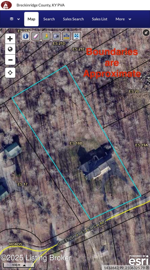 164 Greenshores Circle Ln, Mcdaniels, KY 40152 - map of property location with property boundaries highlighted