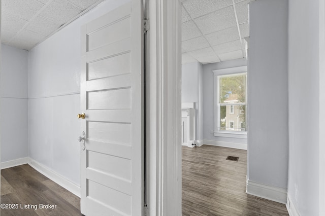 1373 Cypress St, Louisville, KY 40211 - corridor with a drop ceiling and dark wood-style floors