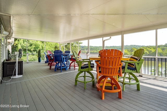 309 Clarks Ln, Clarkson, KY 42726 - wooden terrace featuring outdoor dining space and a water view