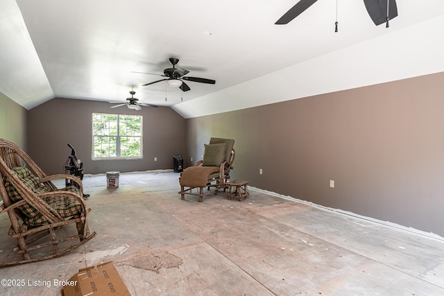 309 Clarks Ln, Clarkson, KY 42726 - sitting room featuring a ceiling fan and vaulted ceiling
