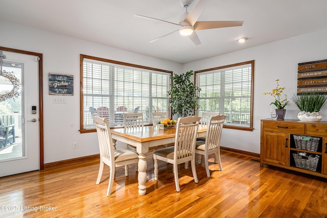 309 Clarks Ln, Clarkson, KY 42726 - dining area with light wood-style floors and a ceiling fan