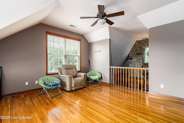 309 Clarks Ln, Clarkson, KY 42726 - sitting room featuring wood finished floors, ceiling fan, and vaulted ceiling