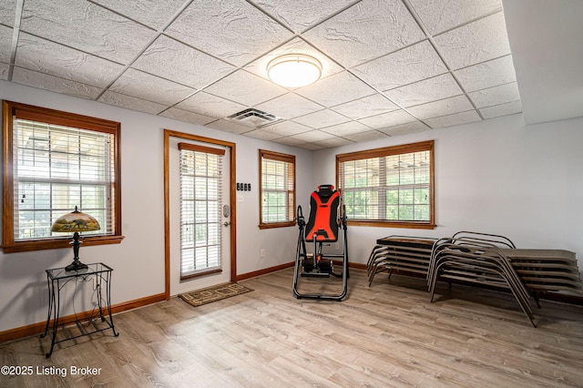 309 Clarks Ln, Clarkson, KY 42726 - exercise room with light wood finished floors and a paneled ceiling