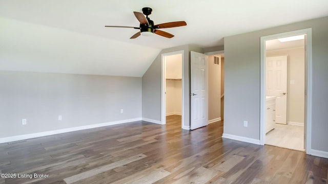 4720 Ferrer Way, Jeffersontown, KY 40299 - additional living space featuring a ceiling fan, wood finished floors, and vaulted ceiling