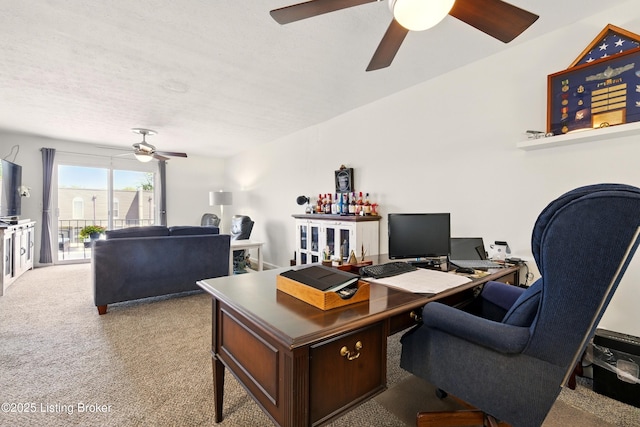 111 La Fontenay Ct, Louisville, KY 40223 - home office featuring a ceiling fan and carpet flooring
