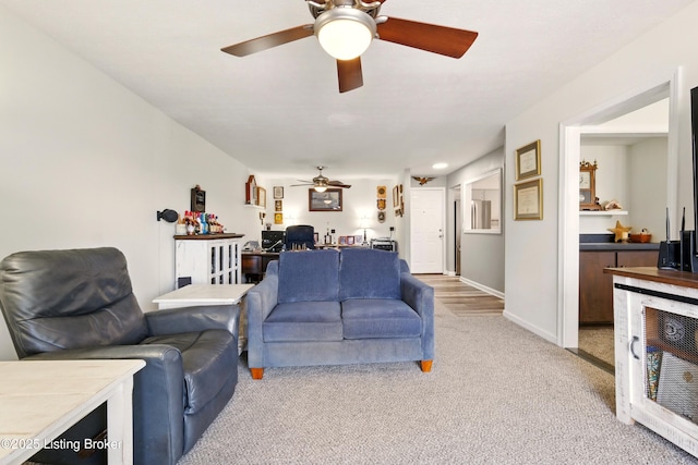 111 La Fontenay Ct, Louisville, KY 40223 - living room with a ceiling fan and light colored carpet