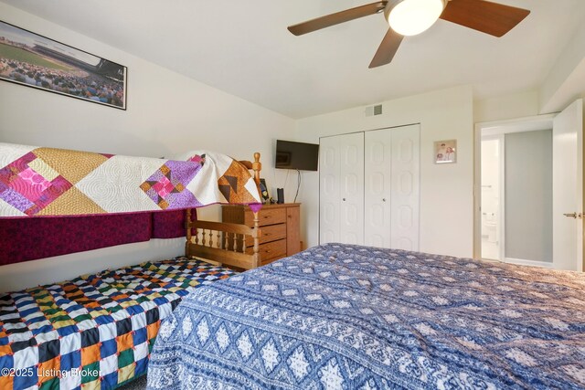 111 La Fontenay Ct, Louisville, KY 40223 - carpeted bedroom with a closet and ceiling fan