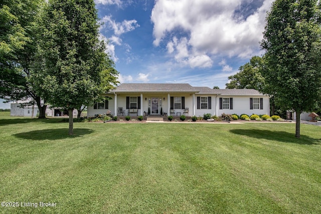 2923 High Plains Rd, Vine Grove, KY 40175 - ranch-style house featuring covered porch and a front lawn