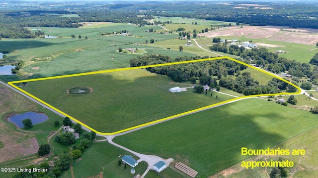 2923 High Plains Rd, Vine Grove, KY 40175 - view of rural area with property boundaries highlighted and a nearby body of water