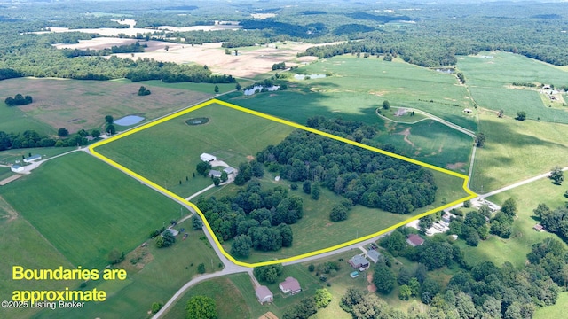 2923 High Plains Rd, Vine Grove, KY 40175 - aerial view of sparsely populated area with property parcel outlined