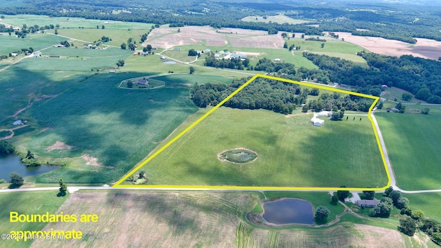 2923 High Plains Rd, Vine Grove, KY 40175 - aerial view of sparsely populated area featuring property parcel outlined and a large body of water