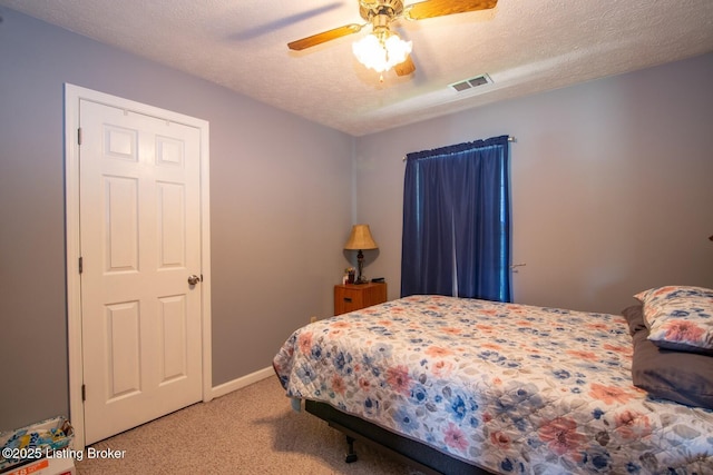 2923 High Plains Rd, Vine Grove, KY 40175 - bedroom featuring light colored carpet, a textured ceiling, and ceiling fan