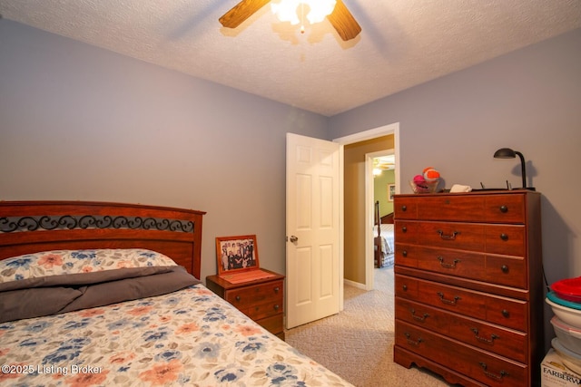 2923 High Plains Rd, Vine Grove, KY 40175 - bedroom featuring light colored carpet, ceiling fan, and a textured ceiling