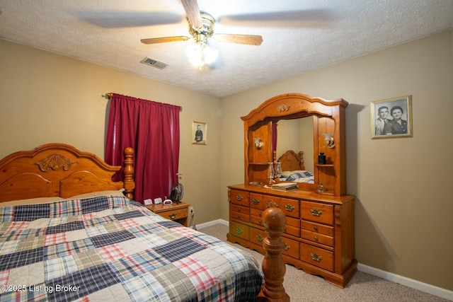 2923 High Plains Rd, Vine Grove, KY 40175 - carpeted bedroom featuring a textured ceiling and a ceiling fan