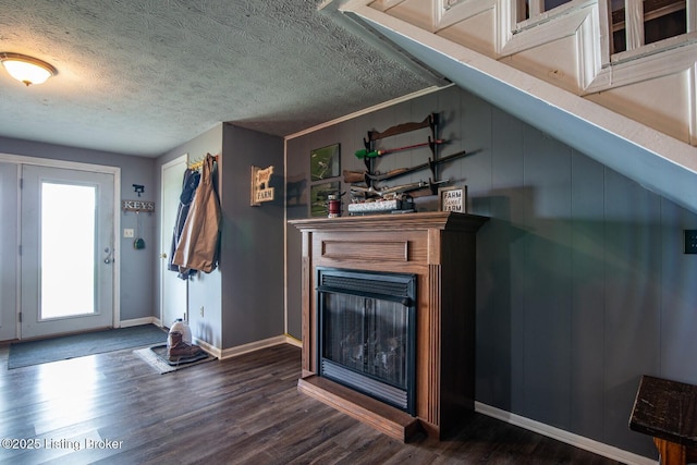 2923 High Plains Rd, Vine Grove, KY 40175 - entrance foyer with wood finished floors, a textured ceiling, and a fireplace