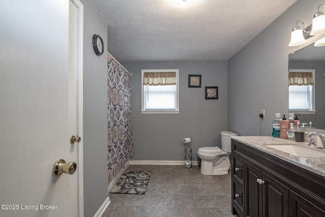 2923 High Plains Rd, Vine Grove, KY 40175 - full bath with vanity, a shower with shower curtain, and a textured ceiling