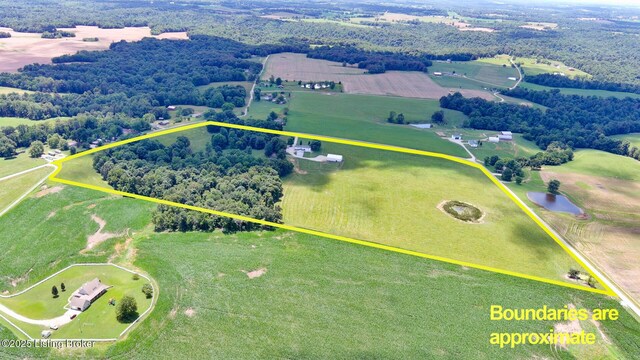 2923 High Plains Rd, Vine Grove, KY 40175 - aerial view of sparsely populated area featuring property boundaries highlighted