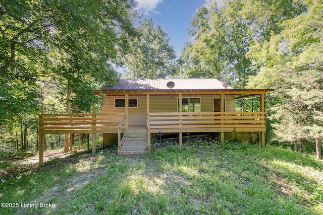 1465 Swope Rd, Owenton, KY 40359 - rear view of house with a wooden deck and a metal roof