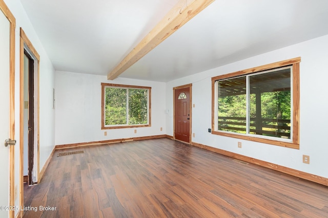 1465 Swope Rd, Owenton, KY 40359 - unfurnished room featuring dark wood-style floors and beamed ceiling