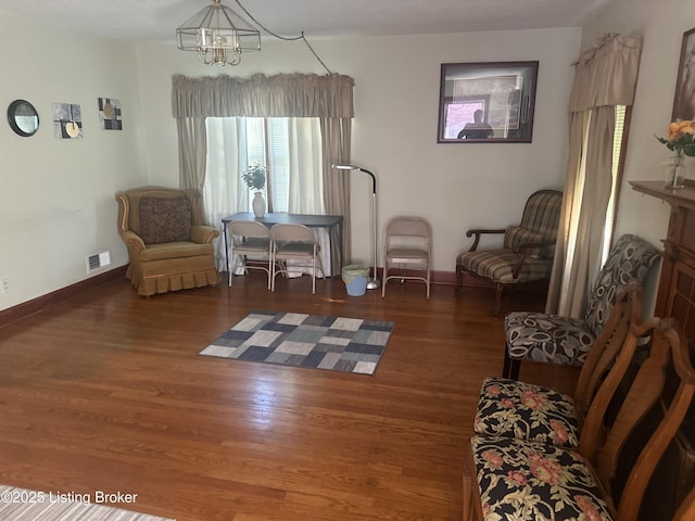 126 Taylorsville Rd, Bloomfield, KY 40008 - sitting room featuring a chandelier and wood finished floors