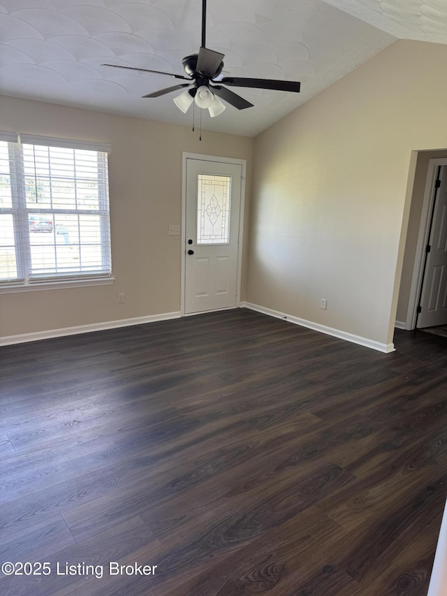 106 Clay Ct, Bardstown, KY 40004 - foyer featuring ceiling fan, dark wood finished floors, healthy amount of natural light, and lofted ceiling