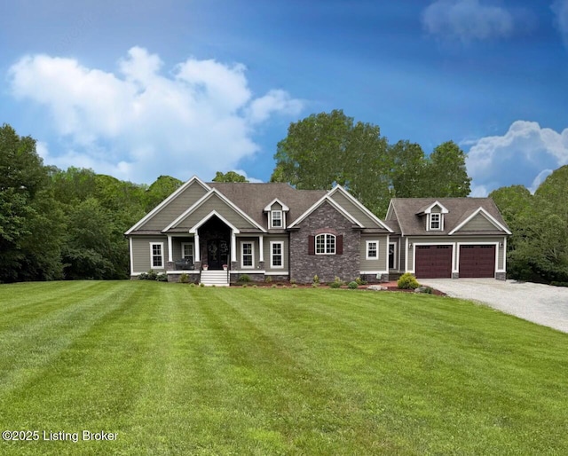 3637 Mount Washington Rd, Taylorsville, KY 40071 - view of front of property with a porch, a garage, driveway, and a front lawn