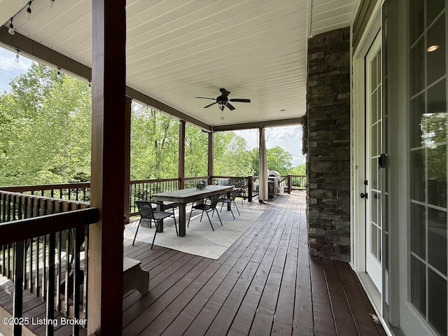 3637 Mount Washington Rd, Taylorsville, KY 40071 - deck featuring outdoor dining space and ceiling fan