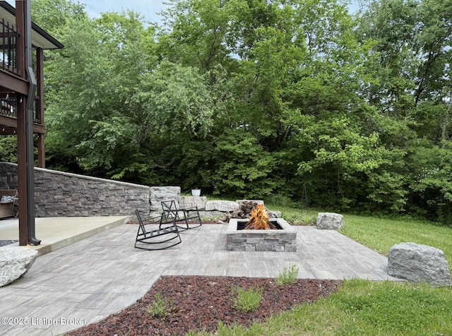 3637 Mount Washington Rd, Taylorsville, KY 40071 - view of patio / terrace with an outdoor fire pit