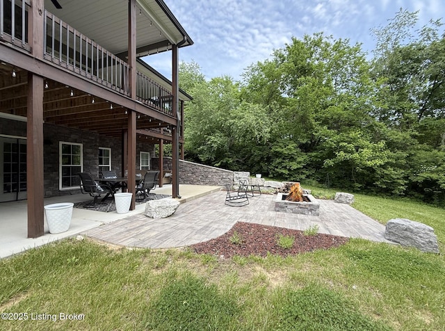 3637 Mount Washington Rd, Taylorsville, KY 40071 - view of patio featuring an outdoor fire pit and a wooden deck