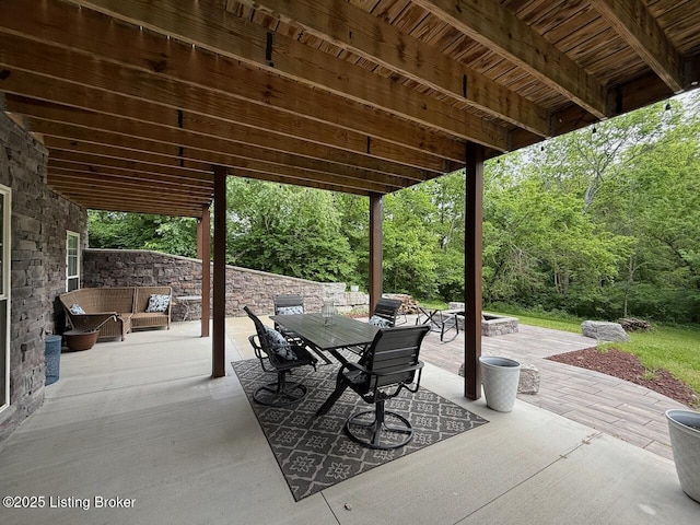 3637 Mount Washington Rd, Taylorsville, KY 40071 - view of patio / terrace featuring outdoor dining space and a forest view
