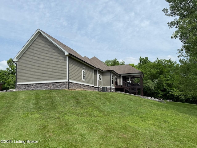 3637 Mount Washington Rd, Taylorsville, KY 40071 - view of side of property featuring a yard and a deck