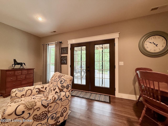 3637 Mount Washington Rd, Taylorsville, KY 40071 - foyer with french doors, dark wood finished floors, and recessed lighting