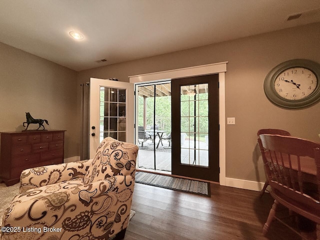 3637 Mount Washington Rd, Taylorsville, KY 40071 - doorway with dark wood finished floors and recessed lighting
