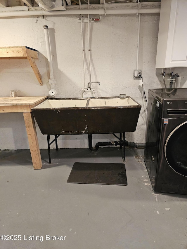 3919 Staebler Ave, Louisville, KY 40207 - unfinished basement featuring washer / clothes dryer and a sink