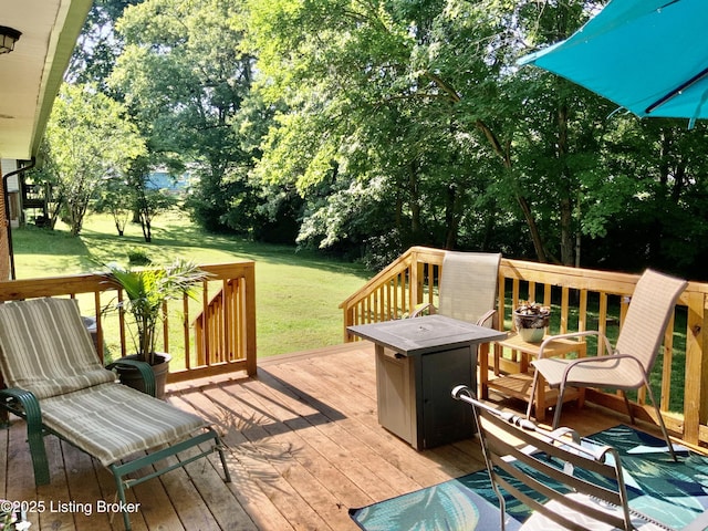 444 Lagrange Rd, New Castle, KY 40050 - deck featuring a lawn and view of scattered trees