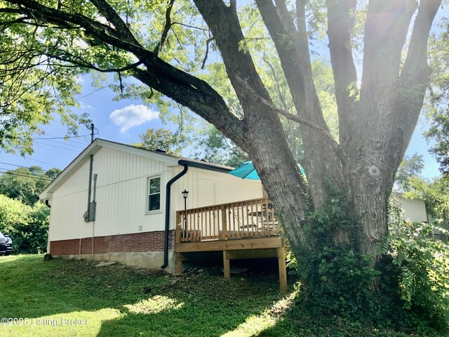 444 Lagrange Rd, New Castle, KY 40050 - view of side of property featuring a wooden deck and a lawn