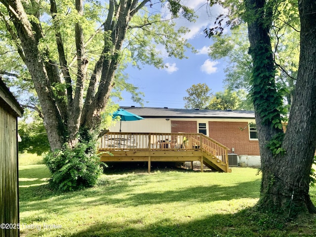 444 Lagrange Rd, New Castle, KY 40050 - back of property featuring a deck, a yard, stairs, and crawl space