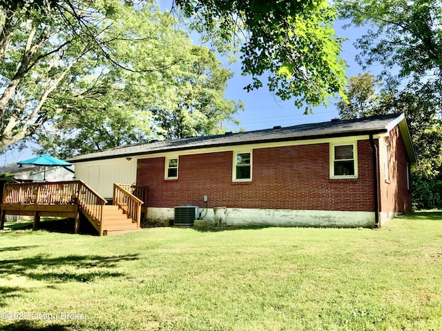 444 Lagrange Rd, New Castle, KY 40050 - back of house featuring a deck, brick siding, and a yard