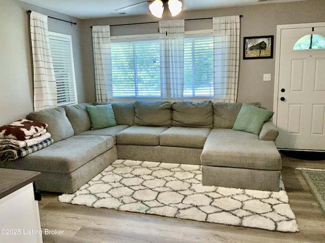 444 Lagrange Rd, New Castle, KY 40050 - living room featuring wood finished floors and a ceiling fan