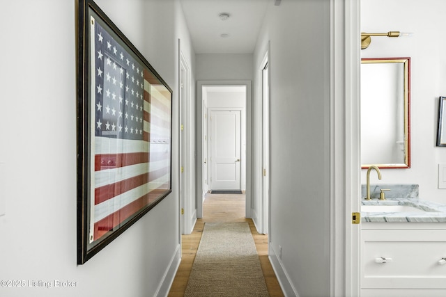 6115 Passionflower Dr, Prospect, KY 40059 - corridor featuring light wood-style floors and a sink