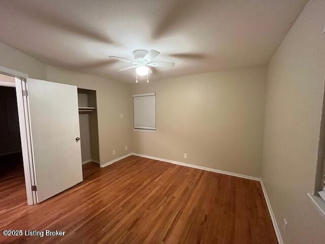 3510 Ethelwood Dr, Jeffersontown, KY 40299 - unfurnished bedroom with wood finished floors, a closet, and ceiling fan