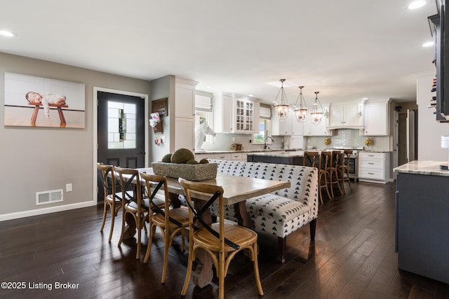 10020 Oak Grove Rd, Louisville, KY 40291 - dining space with dark wood-type flooring and recessed lighting