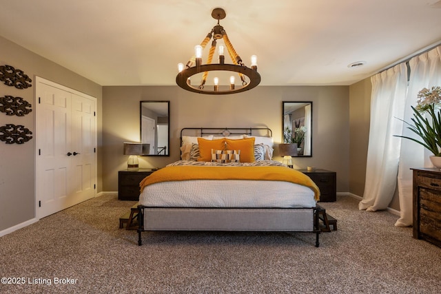 10020 Oak Grove Rd, Louisville, KY 40291 - carpeted bedroom featuring a chandelier and baseboards