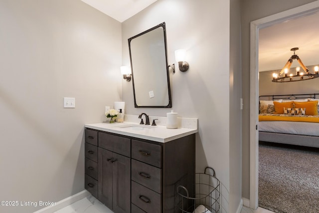 10020 Oak Grove Rd, Louisville, KY 40291 - bathroom with vanity, a chandelier, and ensuite bath