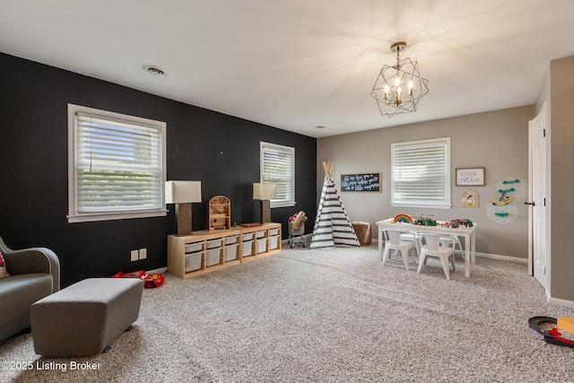 10020 Oak Grove Rd, Louisville, KY 40291 - playroom featuring a chandelier and carpet floors