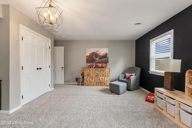 10020 Oak Grove Rd, Louisville, KY 40291 - sitting room with a chandelier and carpet floors