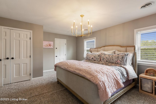 10020 Oak Grove Rd, Louisville, KY 40291 - carpeted bedroom with a chandelier and a closet