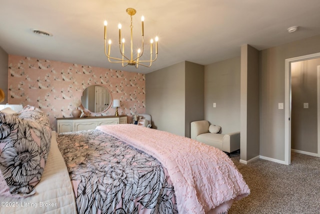 10020 Oak Grove Rd, Louisville, KY 40291 - carpeted bedroom with a chandelier and baseboards
